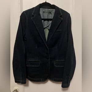 Vintage Denim Lauren By Ralph Lauren Dark Denim Blazer Excellent Condition